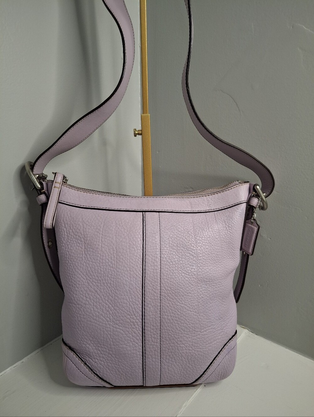 Coach Lavender Pebbled Leather Crossbody Shoulder Bag 2008 Y2K
